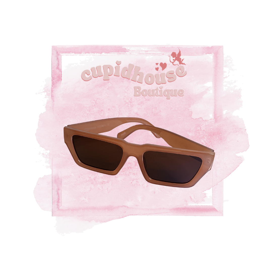 Bold Rim Angled Squared Sunglasses - BROWN