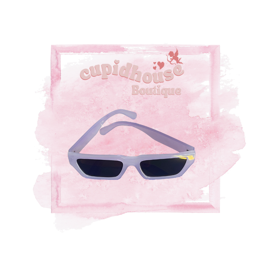 Bold Rim Angled Squared Sunglasses - PURPLE